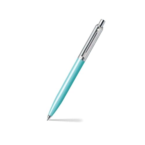 Sheaffer A 321 Sentinel Ballpoint Pen – Aqua with Brushed Chrome Cap and Chrome-Plated Trim - Image 1