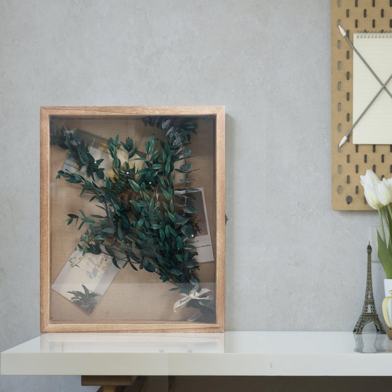 Hodeframe Shadow Box Frame 13x16, Wood Display Boxes with Linen Back - Large Shadow Box with Paulownia Wood and Real Glass Cover for Wall or Tabletop Display - Image 4