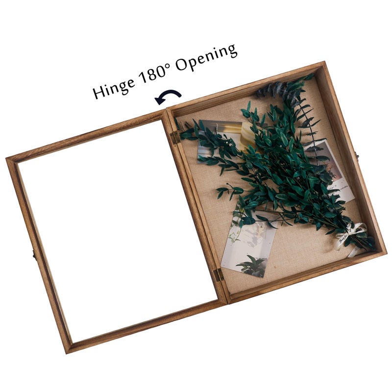 Hodeframe Shadow Box Frame 13x16, Wood Display Boxes with Linen Back - Large Shadow Box with Paulownia Wood and Real Glass Cover for Wall or Tabletop Display - Image 2