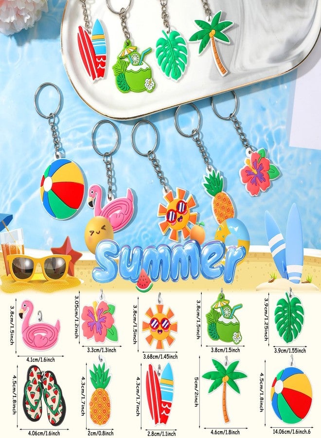 JUNEBRUSHS 30PCS Summer Keychains Hawaiian Beach Hanging Pendant for Summer Beach Sea Theme Birthday Party Favor Classroom Supplies(10 Style) - Image 3