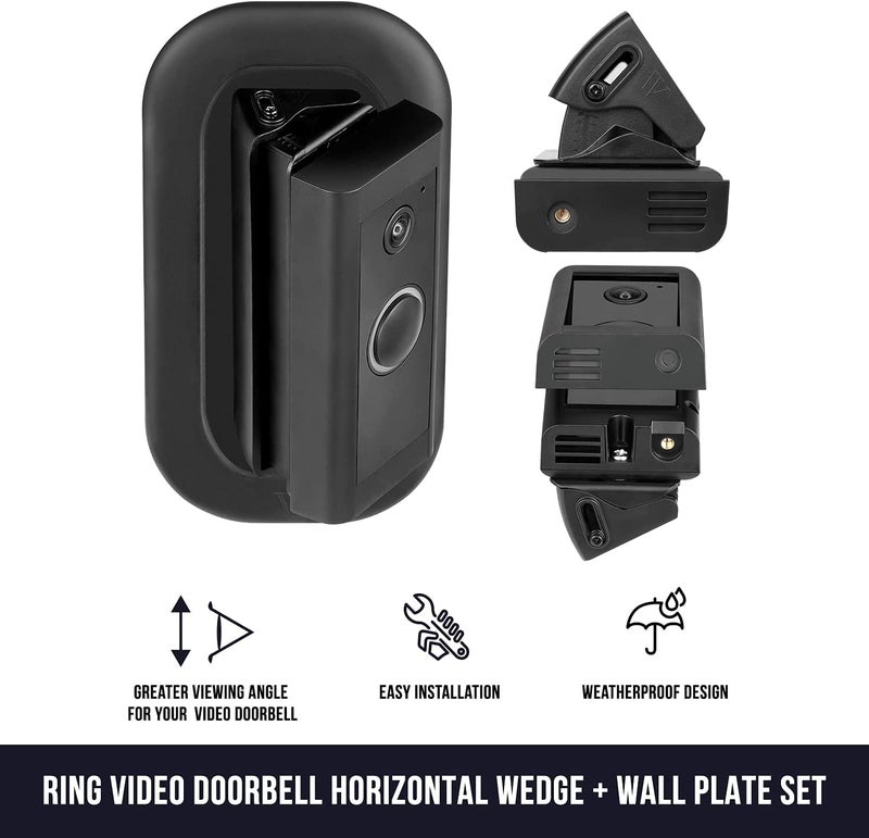 Wasserstein Horizontal Adjustable Angle Mount & Wall Plate (35° to 55°) - Compatible with Ring Video Doorbell (Wired) - Image 2