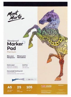 Mont Marte Bleedproof Marker Pad Weight 105 Gsm Size A5 25 Sheets  - Image 1