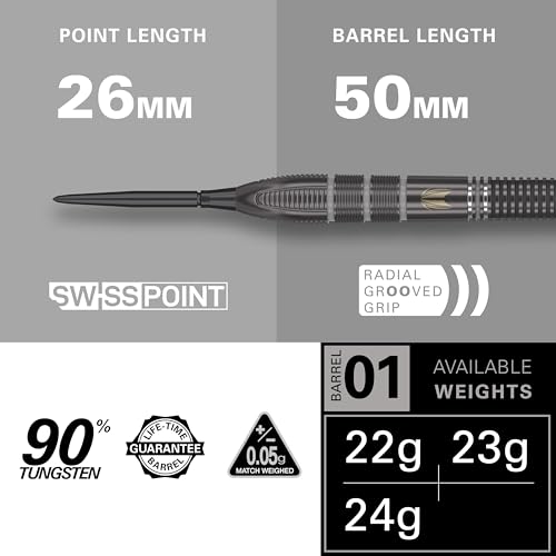 Target Darts Nathan Aspinall x Echo 90% Tungsten Steel Tip Swiss Point Dart Set – 23G ASP Player Edition Darts, Pro Grip Shafts & Pro Ultra No.2 Flights, SP Tool Included - Image 4