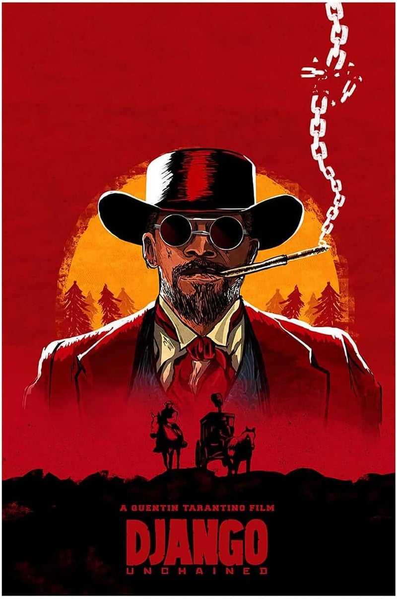 Ukeclvd Django Movie Poster Unchained Vintage Family Decorative Painting Wall Art Canvas Posters Gifts 16x24 inch No Frame - Image 1