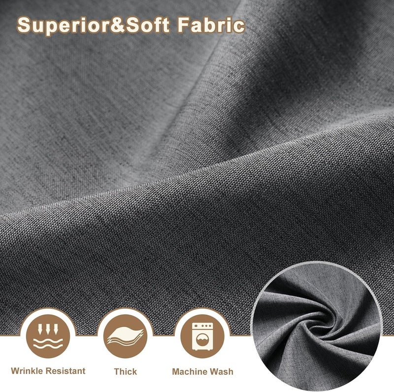UFRIDAY Dark Grey Fabric Shower Curtain, Linen Heavy Duty Cloth Shower Curtain Set with 12 Hooks,Rust Resistant,Machine Washable,72x72 inches - Image 4