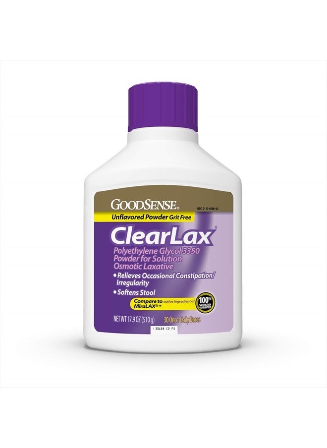GOODSENSE - ClearLax, Polyethylene Glycol 3350 Powder for Solution, Osmotic Laxative, 17.9 Ounce - Image 1