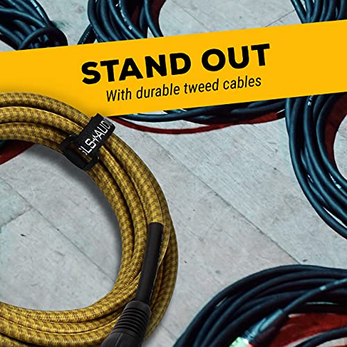 GLS Audio 25FT Mic Cable - Balanced XLR Patch Cords - XLR Male to Female - Brown Yellow Tweed Cloth Jacket - 25 Feet Mic Cables - Image 3