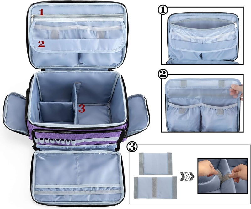 LUXJA منظم ملحقات الخياطة بسعة عالية (حقيبة فقط)، منظم مستلزمات الخياطة مع حزام كتف (تصميم براءة اختراع)، بنفسجي - Image 2
