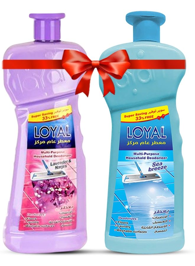 لويال معطر جو متعدد الاستخدامات، قطعتان سعة 2100 مل برائحة اللافندر والنرجس ونسيم البحر