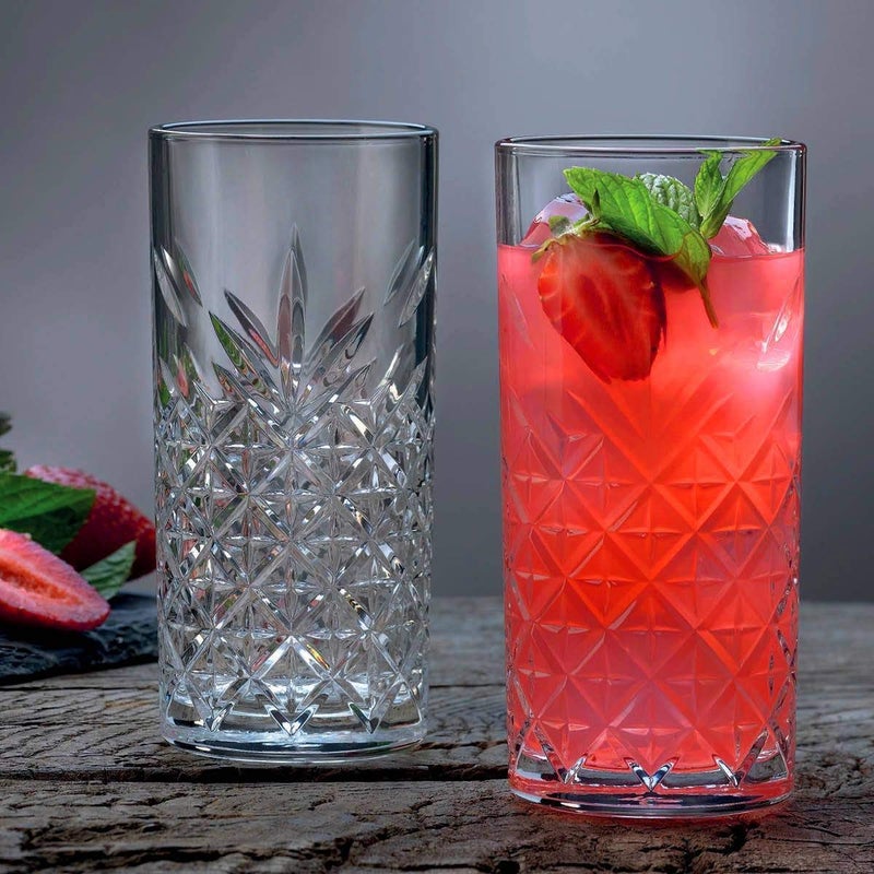 KELVEE KELVEE Diamond Crystal Touch Designer High Ball Tumbler Long Drink Glass Set of 6for Drinking Water Beer Soda Fresh JuiceCocktail etc Diamond - Image 1