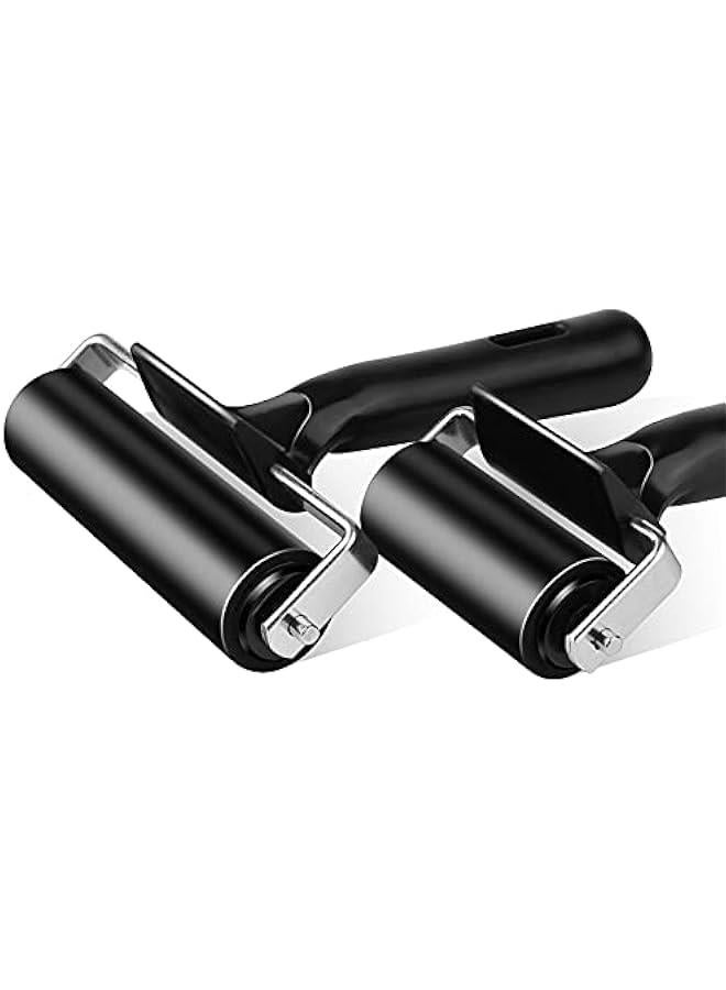 2Pcs Rubber Roller Brayer Rollers Hard Rubber 4 and 2.2 Inch for Printmaking (Black) by … - Image 3