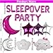 DUFACAI 47 Pieces Sleepover Party Decoration Rose Red Sleepover Birthday Party Balloons Banner Large Moon Star for Girls Pajamas Slumber Party Night Out Party Decoration Rose red - Image 4
