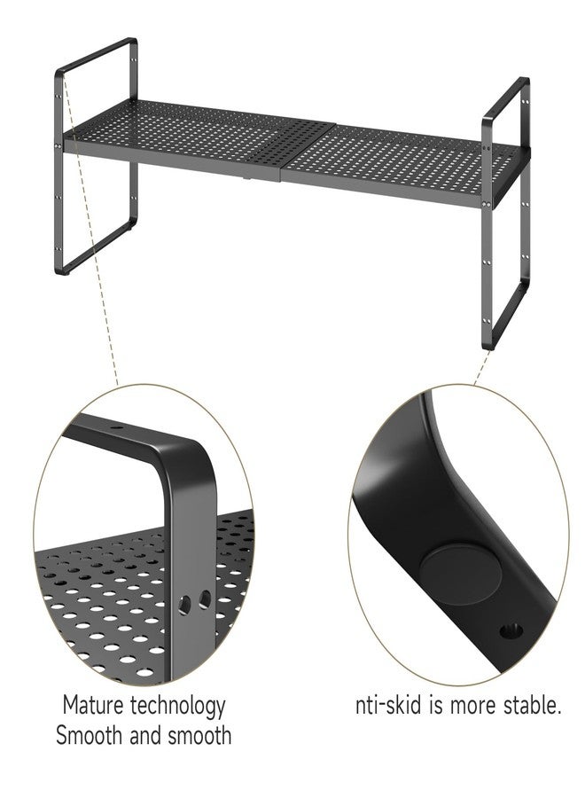 منظم رفوف قابل للتوسيع بنمط ثقوب من تايهيس، عبوة واحدة، عرض 10.2 بوصة، سهل التركيب، رف منظم للخزانة، ارتفاع قابل للتعديل من 16.5 إلى 27.1 بوصة، قابل للتكديس، لتنظيم التوابل في الخزانة، أسود - Image 4