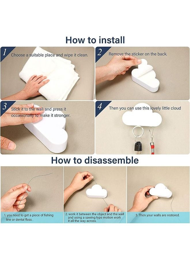 Generic 2Pcs White Cloud Magnetic Key Holder for Wall, Creative Unique Ornament, Novelty Adhesive Lovely Key Hanger Organizer  - Image 4