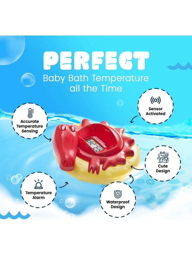 Aquatopia Aquatopia Baby Bath Thermometer Floating Toy with Digital Audible Alarm, Baby Water Thermometer for Bath Temp, Cute Baby Bath Essentials, Beeps When Too Hot or Too Cold, Charlie Crocodile, Red  - Image 2