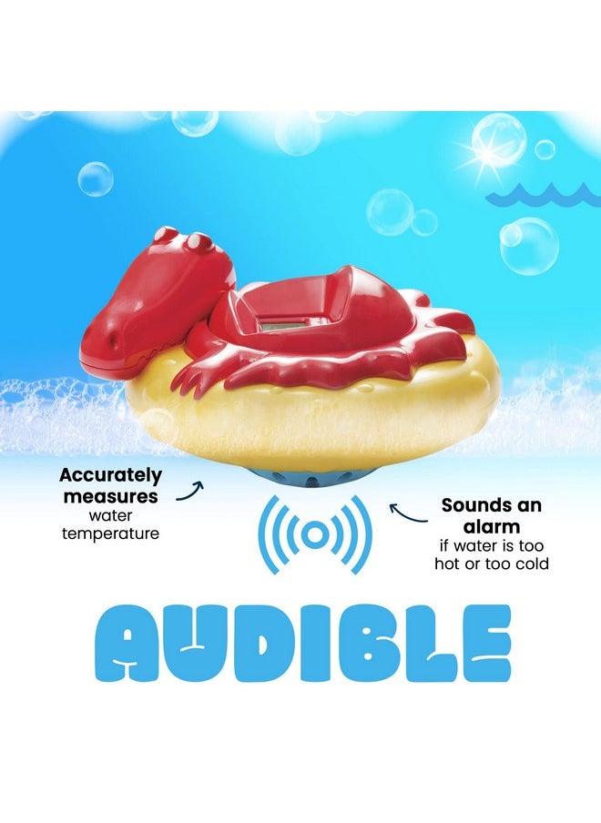 Aquatopia Aquatopia Baby Bath Thermometer Floating Toy with Digital Audible Alarm, Baby Water Thermometer for Bath Temp, Cute Baby Bath Essentials, Beeps When Too Hot or Too Cold, Charlie Crocodile, Red  - Image 4
