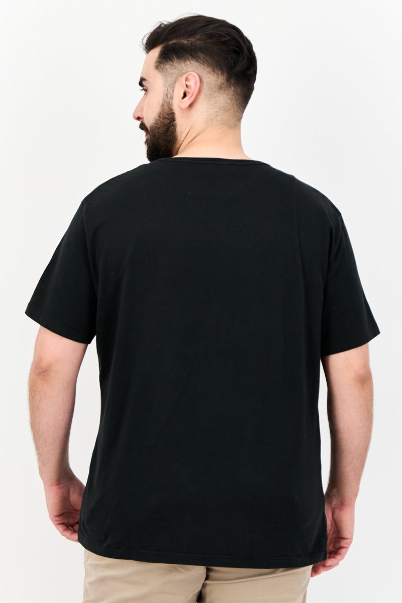GAS Men Round Neck Short Sleeve Brand Logo T Shirt, Black - Image 3