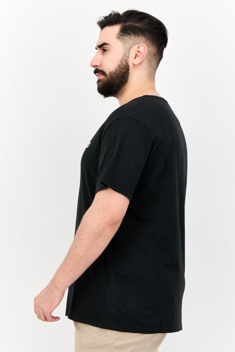 GAS Men Round Neck Short Sleeve Brand Logo T Shirt, Black - Image 2