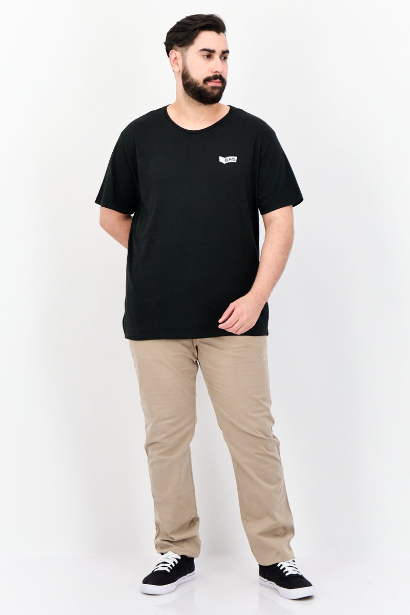 GAS Men Round Neck Short Sleeve Brand Logo T Shirt, Black - Image 4