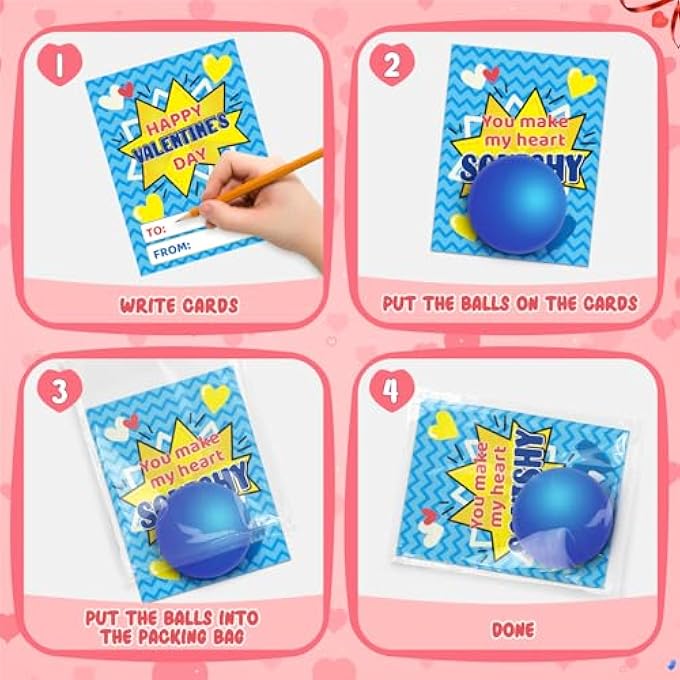 Letapapa 28 PACK Valentines Cards with Stress Toys - Image 3