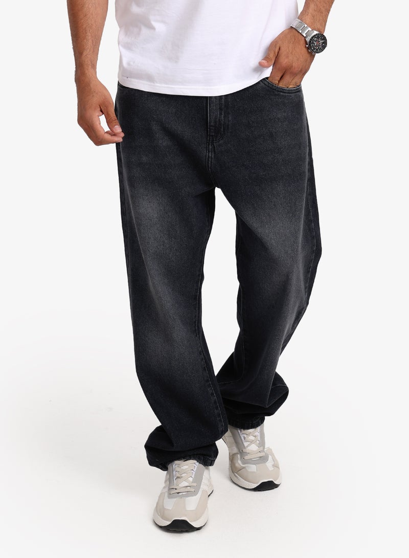 وايت رابيت بنطلون جينز واسع للرجال – أسود - Image 1