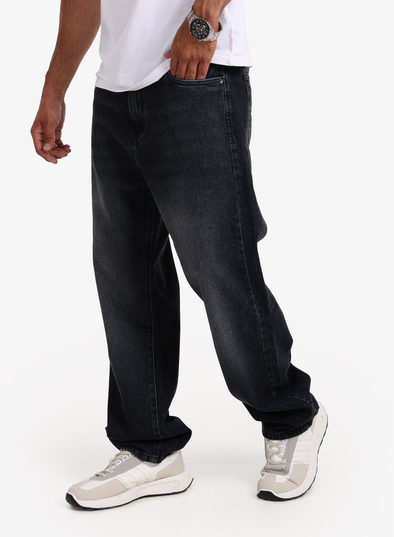 وايت رابيت بنطلون جينز واسع للرجال – أسود - Image 2