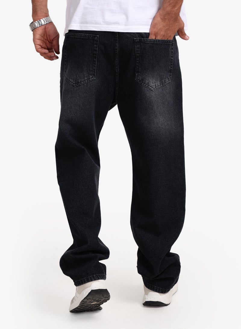 وايت رابيت بنطلون جينز واسع للرجال – أسود - Image 4