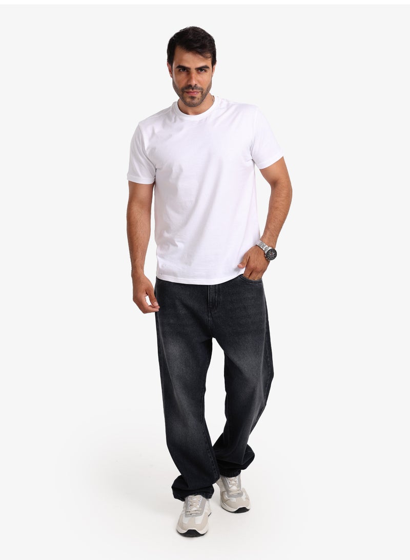 وايت رابيت بنطلون جينز واسع للرجال – أسود - Image 5