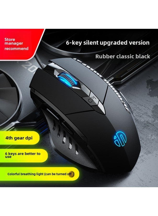 Infik PW1 Wired Mouse Mute Game E-Sports Mechanical Macro Office Usb Desktop Laptop Special-Color:✅ 6-button Upgraded Version Classic Black -Interface:Official Standard  - Image 1