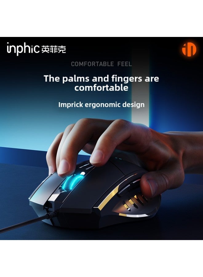 Infik PW1 Wired Mouse Mute Game E-Sports Mechanical Macro Office Usb Desktop Laptop Special-Color:✅ 6-button Upgraded Version Classic Black -Interface:Official Standard  - Image 3