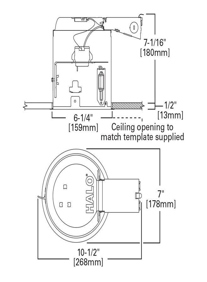 هالو غطاء إضاءة غائر من الألومنيوم HALO E26 مقاس 6 بوصات لأسقف التجديد، موصل عازل، محكم الإغلاق ضد الهواء، (E7RICAT) - Image 3