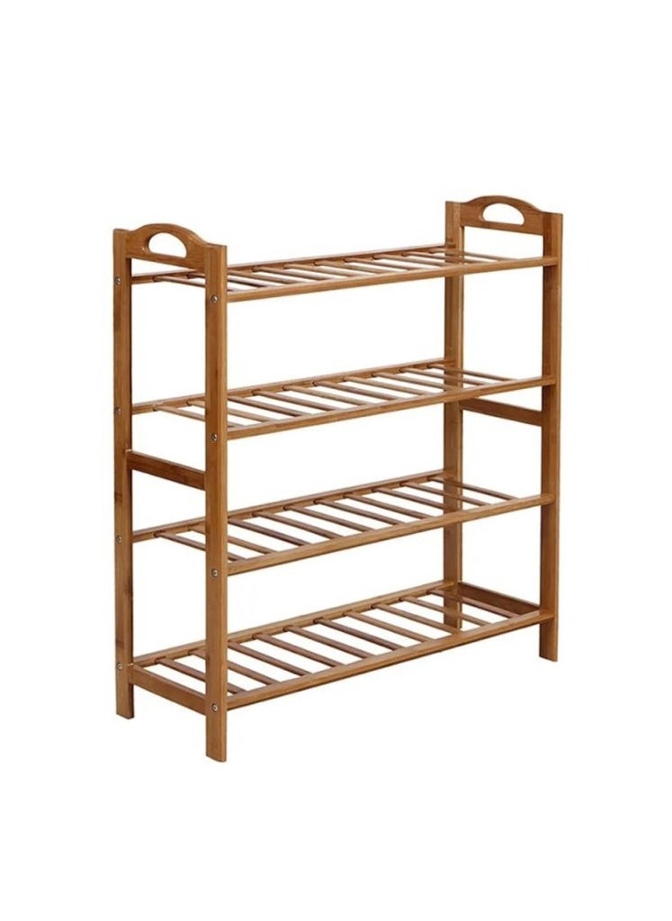 watheer - Home Wooden Shoe Rack, Bamboo Shoe Rack, Multi-Purpose Shoe Rack for Books, Clothes Organizer, 4-Tier Wooden Shelf - Image 1