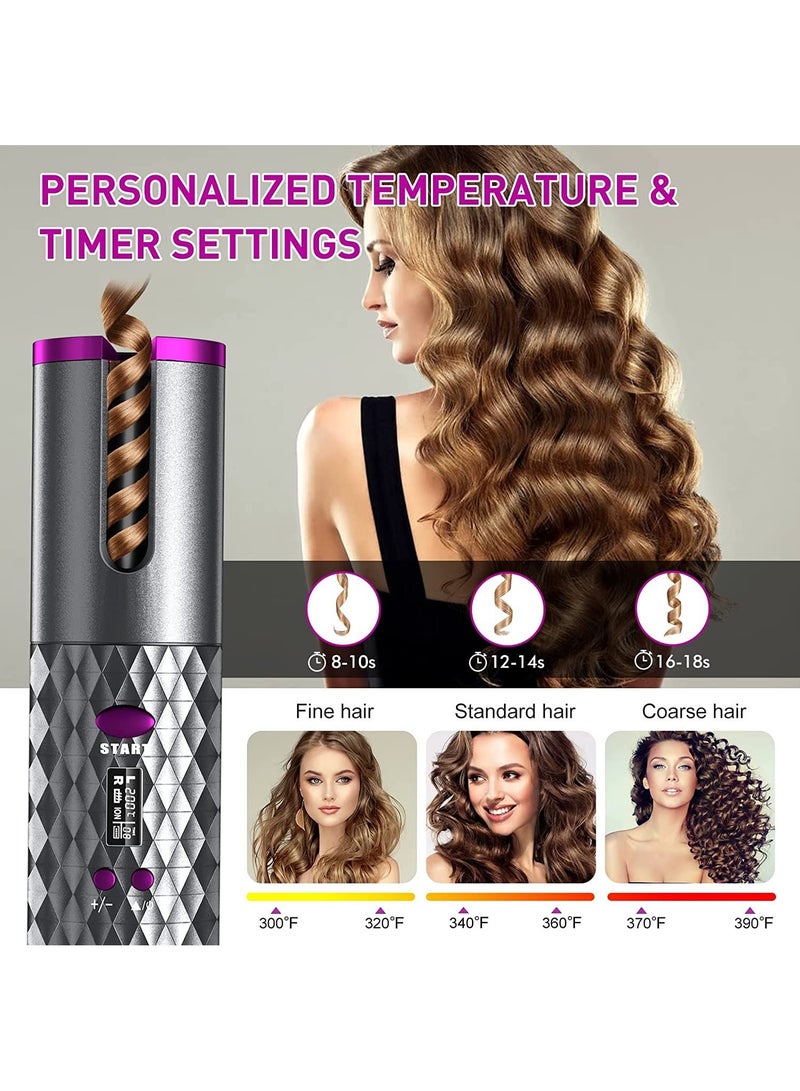 Wireless Automatic Curling Iron, Cordless Auto Curler Restriction with Built-in Rechargeable Battery, Ceramic Professional Hair Curler USB Charging and Rechargeable Portable for Worldwide Travel - Image 5