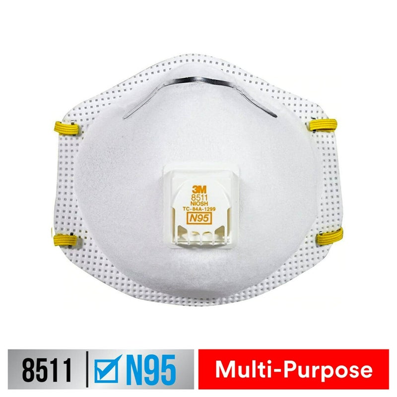3M N95 Respirator 8511, Cool Flow Valve, 10 Pack, NIOSH-APPROVED, Advanced Filter Media For Easy Breathing, Comfortable For Long Periods Of Wear, Helps Filter Pollen, Mold Spores & Dust (8511PB1-A-PS) - Image 2