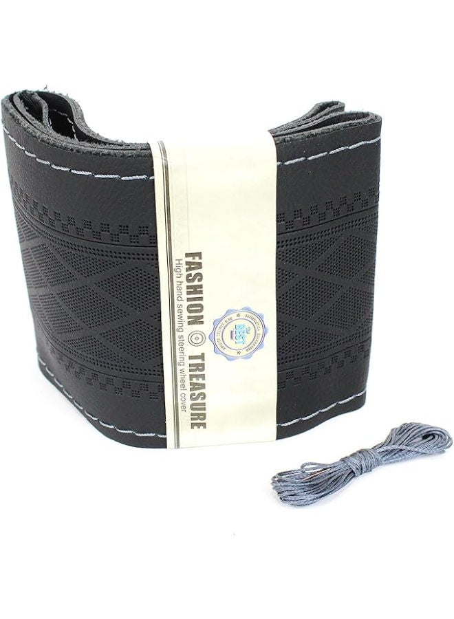 Silicone Steering Wheel Cover, Breathable Non-Slip Design, Soft and Comfortable Feeling, Universal Auto Car Steering Wheel Stitch on Wrap - Black with White line - Image 1