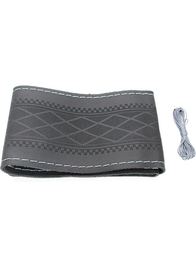 Silicone Steering Wheel Cover, Breathable Non-Slip Design, Soft and Comfortable Feeling, Universal Auto Car Steering Wheel Stitch on Wrap - Black with White line - Image 2