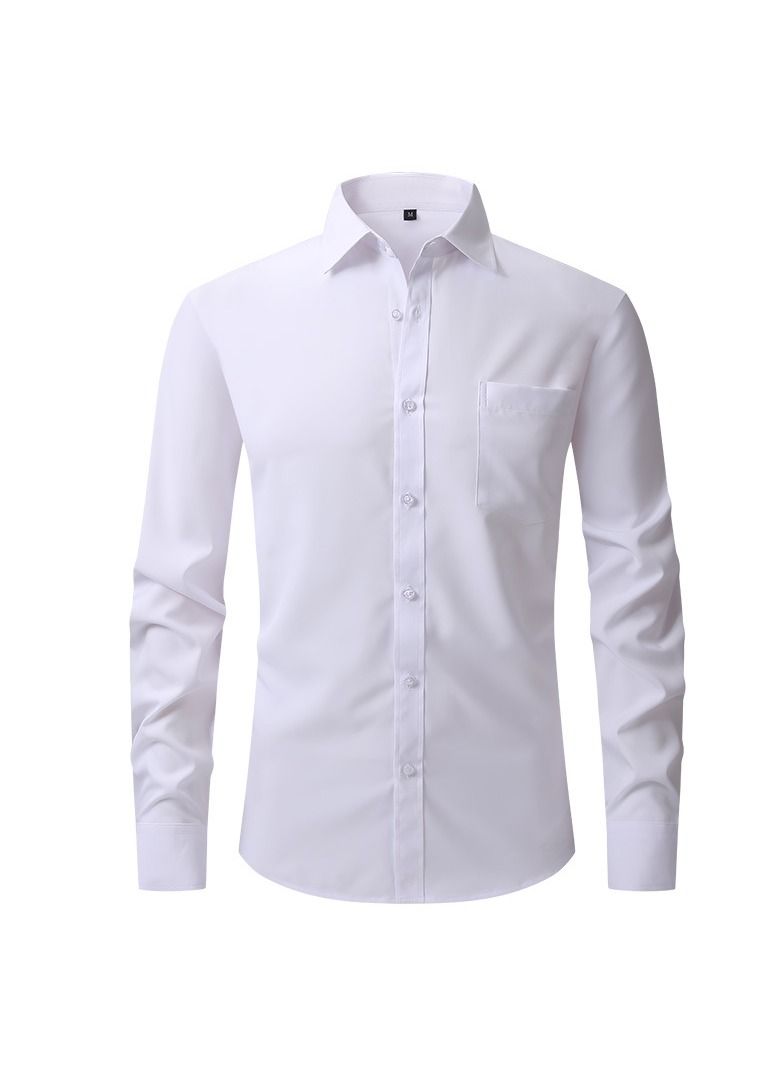 Loquat Thin Long Sleeved Slim Fitting Solid Color Men's Shirt  - Image 1