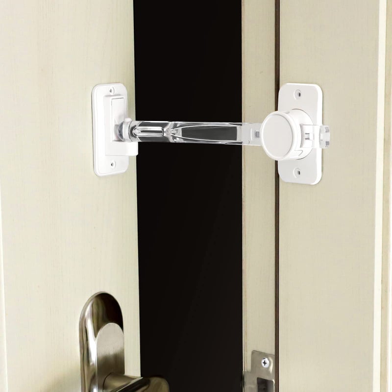 CLYMENE Cat Door Latch Stopper Adjustable Child Proof Door Lock and Pinch Guard Lets Cats in and Keeps Dogs Out of Litter Food No Need for Pet Gates or Interior Cat Door Transparent