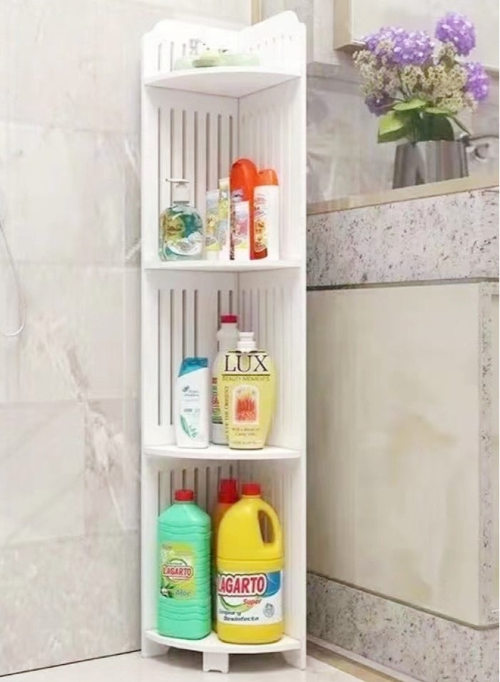 Kutis رف حمام من قطعة واحدة مكون من 4 طبقات، منظم للصابون والشامبو، رف تخزين أبيض 120X22.5x22 سنتيمتر  - Image 2