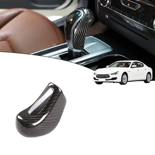 YIWANG 100% Real Carbon Fiber Gear Shift Knob Head Cover for Maserati Levante 2016-2018,Ghibli Quattroporte 2013-2018 Car Accessories (Black) - Image 1