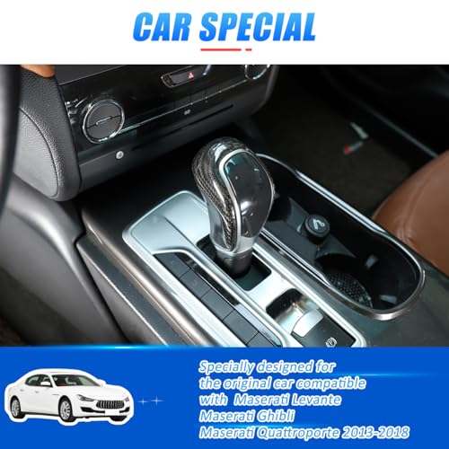 YIWANG 100% Real Carbon Fiber Gear Shift Knob Head Cover for Maserati Levante 2016-2018,Ghibli Quattroporte 2013-2018 Car Accessories (Black) - Image 3