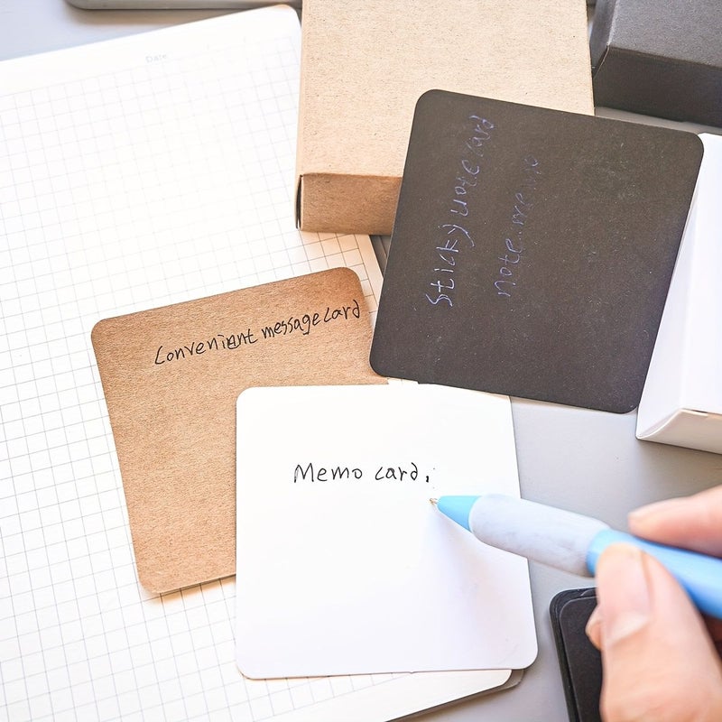 1 Box Of 100 Black Paper Cards Message Memo Pads 2 95 Inch Square - Image 4