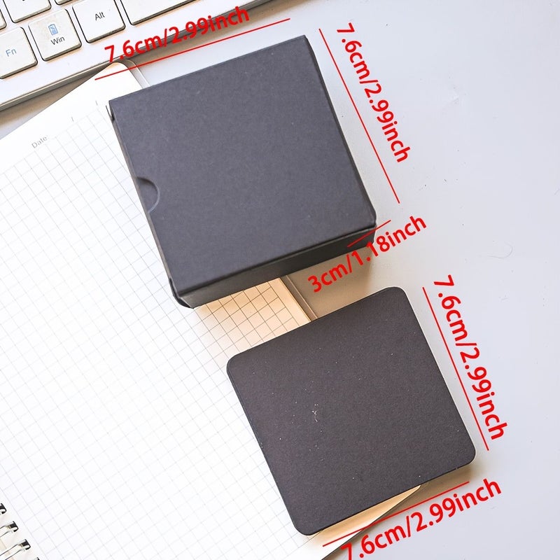 1 Box Of 100 Black Paper Cards Message Memo Pads 2 95 Inch Square - Image 2