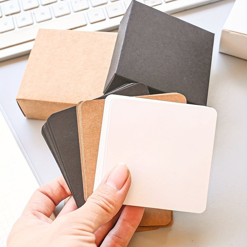 1 Box Of 100 Black Paper Cards Message Memo Pads 2 95 Inch Square - Image 3
