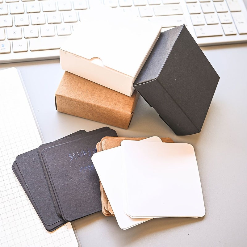 1 Box Of 100 Black Paper Cards Message Memo Pads 2 95 Inch Square - Image 5