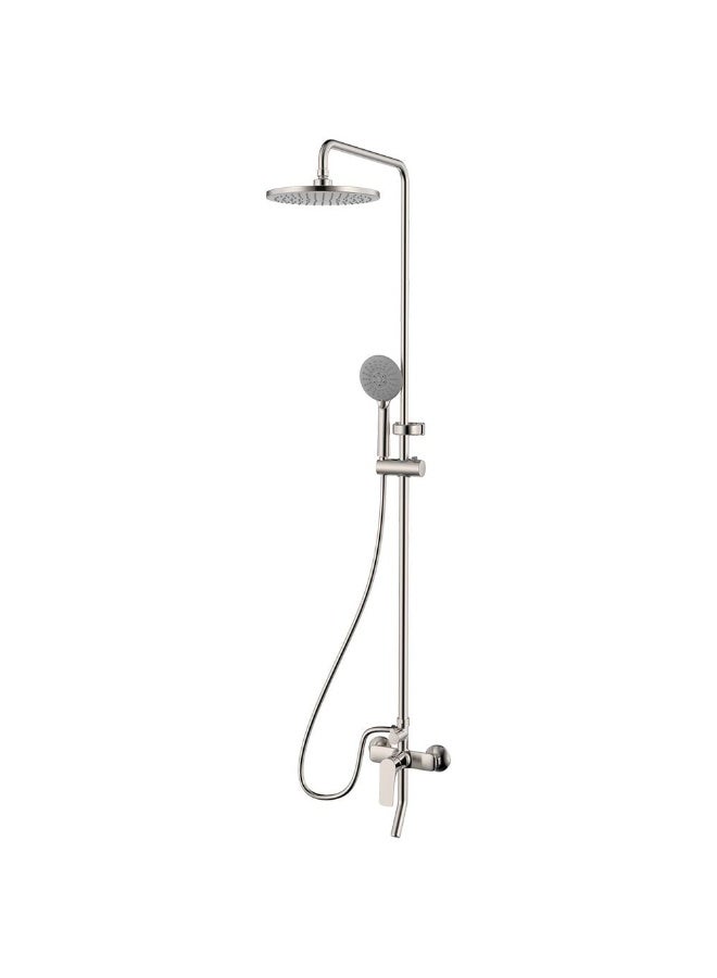 DANUBE HOME Milano Plus Brown Rain Shower Set – Luxury Rainfall Shower Head with Hand Shower & Wall Mounted Mixer | Modern Bathroom Set, Easy Installation, Durable & Elegant Design Brushed Nickel - Image 1