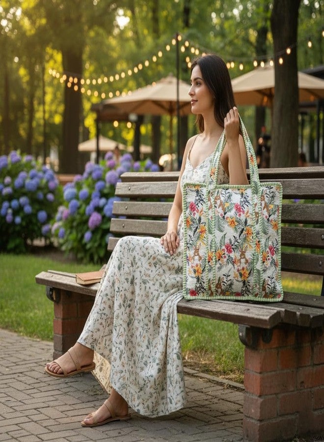 COTSILER Tote Bags Women Lightweight Travel Bag Purse Cotton Shoulder Tote Bag For Shopping Grocery & Beach Bag, Design No 26, Large - Image 2