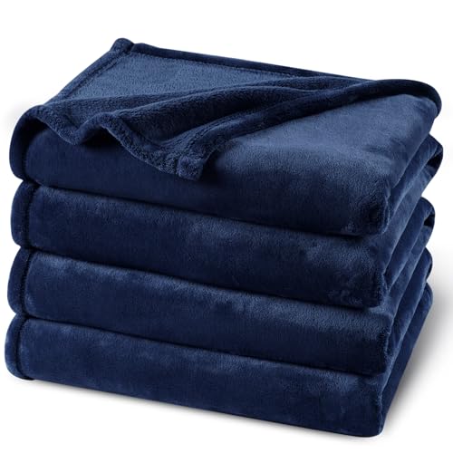 PHF No Shed No Pilling Fleece Blankets Queen Size Ultra Soft Lightweight Cozy Bed Blanket Plush AntiStati Microfiber Room Home Decor Gifts for Women and Men 1 Piece 90 x 90 Navy Blue - Image 1