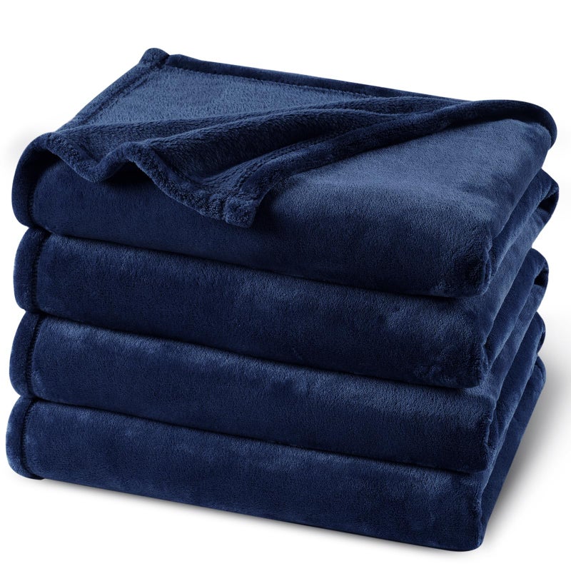 PHF No Shed No Pilling Fleece Blankets Queen Size Ultra Soft Lightweight Cozy Bed Blanket Plush AntiStati Microfiber Room Home Decor Gifts for Women and Men 1 Piece 90 x 90 Navy Blue - Image 2