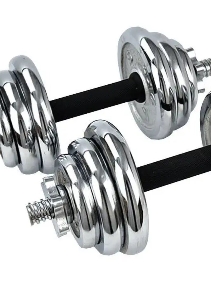 BODY SCULPTURE 20kg Chrome Dumbbell Set – Adjustable Weight Training Dumbbells for Home Gym with Durable Design  - Image 3